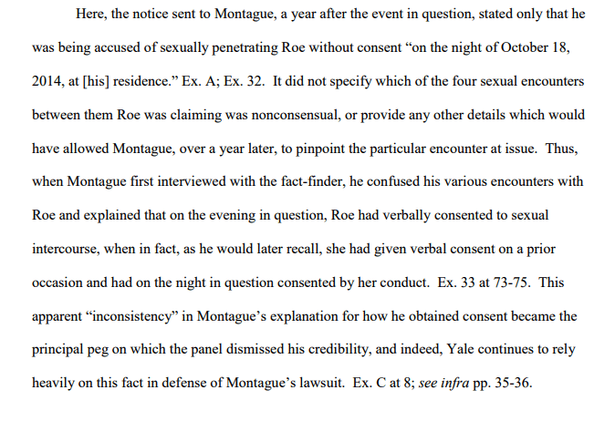 brief--notice never specified which sexl event was allegedly nonconsensual--Yale then uses that agst JM