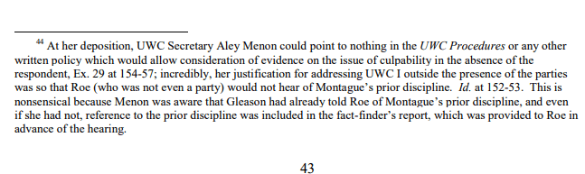 Yale TIX official--didnt give JM chance to rebut UWCI case to avoid informing accuser of the case